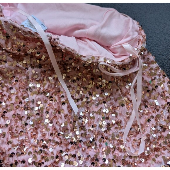 Selfie Leslie Atlanta Square Neckline Sequin Dress Blush Party Size XS - Picture 14 of 16
